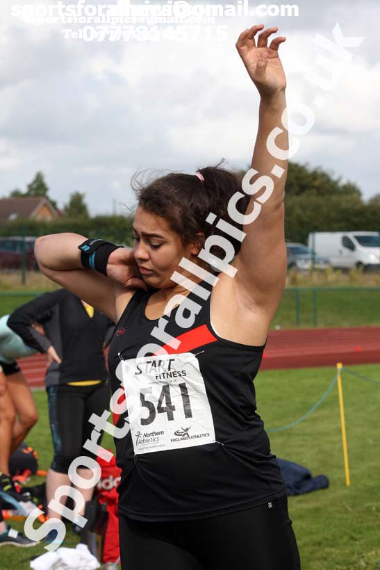 Womens under-17s shot putt, Northern Under-17s/U-15s and U13s Champs, Leigh Sports Village, Leigh. Photo: David T. Hewitson/Sports for All Pics